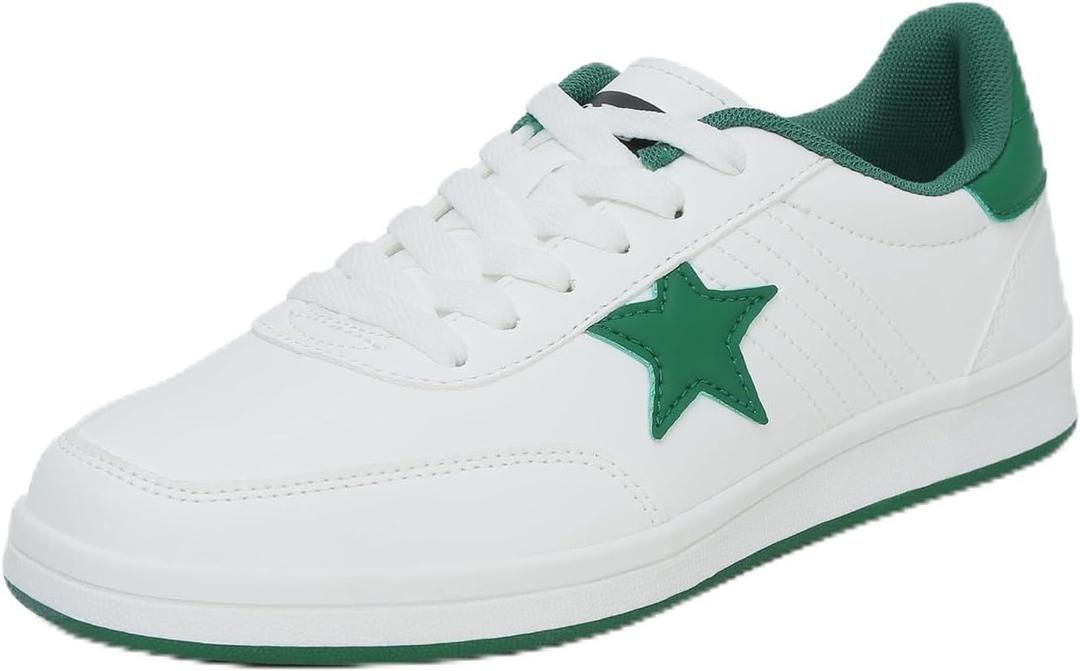 OFG Women's Star Sneaker Lace Up Low Top Comfortable Cushioned Sparkle Walking Shoes Casual Lightweight Breathable Glitter Tennis Shoes