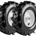 13x5.00-6" Tiller Tire and Wheel 2 Pack 1 Inch Hub 3-1/8" Centered Hub Length Agriculture Super Lug Tractor & Trencher Tire Replacement