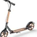 Kick Scooter for Ages 6+,Kid, Teens & Adults. Max Load 240 LBS. Foldable, Lightweight, 8IN Big Wheels for Kids, Teen and Adults, 4 Adjustable Levels. Bearing ABEC9 (Brown)