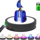 JAYEGT Variety Colors LED Light Non-Slip Rotating Display Stand , 66lbs Load, 360 Degree Photography Turntable for Glass Crystal Spherical Artwork (8.66inch / 6Color LED Light / Black / Rechargeable)