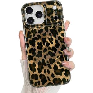 Magnetic for iPhone 17 Pro Case Cute Sparkle, Leopard | Trendy Cheetah Animal Print, Compatible with Magsafe, Glossy Glitter Shiny Design, Shockproof Protective Phone Cover