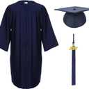 FtyFty Unisex Adult Matte Graduation Cap and Gown Tassel Set (48''FF(5'3''-5'5''), Navy Blue)