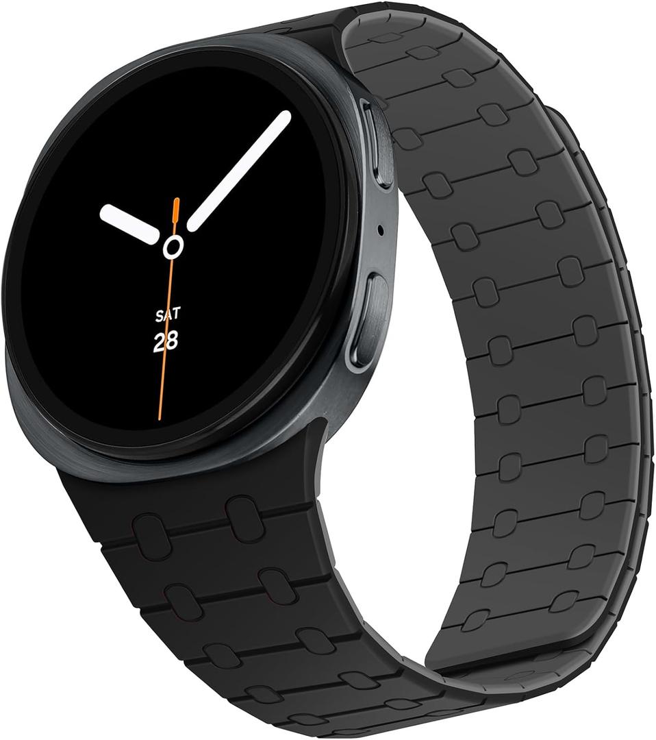 ZZDZZ Magnetic Band Compatible with Samsung Galaxy Watch 8 Band 40mm 44mm/Galaxy Watch 8 Classic 46mm(2025), Silicone Sport Strap for Women Men, Black/Gray