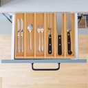 PRATIQUE Bamboo Drawer Organizer,Kitchen Utensil Organizer Silverware Tray,Cutlery Holder, Wood Storage Box for Flatware, Makeup, Bathroom, Office Desk (Bamboo, 15 * 3 * 2.6)