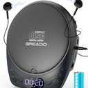 Portable CD Player with Headphones, Rechargeable Discman CD Player for Car & Home, Small CD Players Portable with 60s Anti-Skip, Supports CD/MP3/WMA/TF Card/AUX, Backlit/Lock/Programmable/Timer