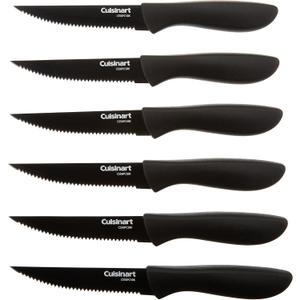 2 x Cuisinart C55-6PCSBK 6-pc. Ceramic Coated Steak Knife Set (Black), Black, 8.7"