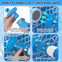 Skimmer Hose B Adapter Kit for Intex, 1 1/2 in Pool Vacuum Hose Connector with 4 Metal Clamps for Above Ground Swimming Pool Surface Skimmer Accessories