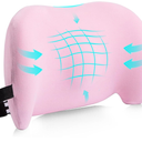 Lumbar Support Pillow for Office Chair, Car Lumbar Pillow Lower Back Pain Relief, Memory Foam Back Cushion with Adjustable Straps, Ergonomic Chair Back Pillow for Gaming Chair, Car, Bed (PINK)