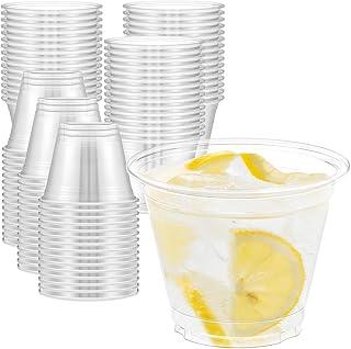 Dealusy 9 oz Clear Plastic Cups, Sturdy & Food Safe Disposable Plastic Cups for Wine Cocktail Punch