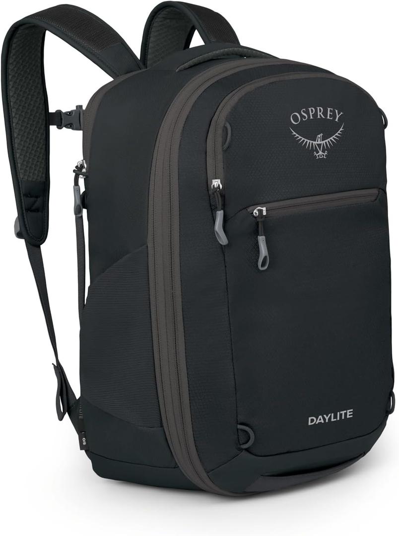 Osprey Daylite Expandable 26+6 Travel Pack, Black, 16.9H x 13W x 6.3D in