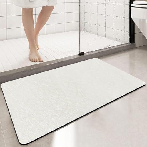 3 Pack Diatomaceous Earth Bath mat Bathroom Rugs Super Absorbent Quick Dry Non Slip Bath Mat Thin Bathroom Floor Mats Fit Under Door-Shower Rug for in Front of Bathtub Shower, Grey, 15.7"*31.4"