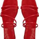 GORGLITTER Women's Strappy Flat Sandals Cute Dressy Open Toe Slip on Slide Sandals (8.5)