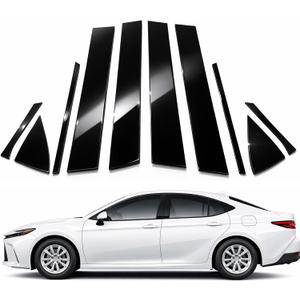 A Set Door Window B Pillar Post Cover Trim Molding Kit fit for 2024 2025 Toyota Camry Accessories with Gloss Black Self-Adhesive