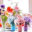 Roowest 3 Pcs Easter Centerpieces for Tables Easter Mason Jars with Flowers Spring Table Decor 2.6 x 5.1 Inch Bunny Egg Mason Jars with Bunny Tags for Spring Home Centerpiece Dinning Table Decor