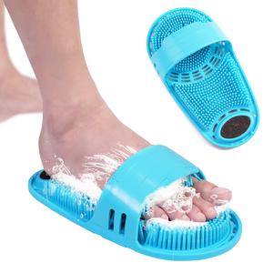 Silicone Shower Foot Scrubber Personal Foot Massage and Cleaning, Non-Slip Foot Scrubber for Men and Women (1PCS Blue) 11.5x5.5"