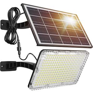 JACKYLED 1000 Lumens 299 LED Solar Lights Outdoor Bright Solar Dusk to Dawn Light with 4000mAh Battery, IP65 Waterproof Outdoor Solar Powered Security Flood Light for Wall Porch Shed Barn