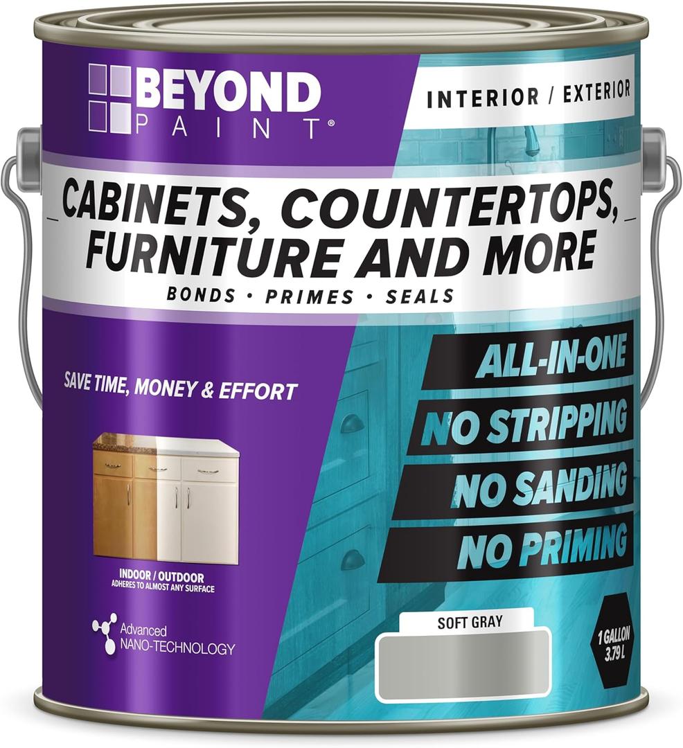 Beyond Paint Furniture, Cabinets and More All-in-one Refinishing Paint Gallon, No Stripping, Sanding or Priming Needed, Soft Gray (BP23)