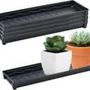 5 PCS Plastic Plant Tray Saucer Rectangular, Windowsill Plant Drainage Stand for Indoors Outdoor, Black Water Drip Tray for Flower Pot Planter, 16 x 4.5 x 1.6 Inch