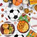 Combo Sports Party Kit for 20: Football & Basketball Theme Decorations with 300g Plates, Orange Cutlery, Banner, 24 Balloons, Tablecloth & Backdrop for Birthday