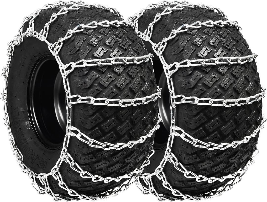 1 Pair 2 Link Rider Snowblower Tire Chain Tire Traction Chain for Garden Tractors Riders, Ride-on Lawn Mowers Fits for Tire Size 18x8.5-8 18x8.5x8