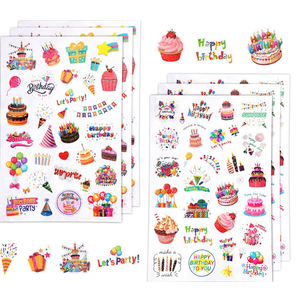 Sheets Happy Birthday Stickers, Variety of Styles Adhesive Cute Stickers Happy Birthday Party Supplies Decorations Decals for Kids