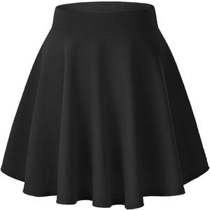 Urban CoCo Women's Basic Versatile Stretchy Flared Casual Mini Skater Skirt (XX-Large, Black)