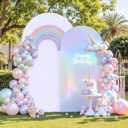 White and Silver Arch Backdrop Cover 7.2FT Wedding Arch Covers Stretchy Backdrop Birthday Party Colorful Arch Cover Spandex Balloon Banquet Graduation Bridal Baby Shower Photo Background Decoration
