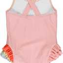 LIZENS Girls One Piece Swimsuit Kids Cute Swimwear Ruffle Swim Suits (9-10 Years, Pink)