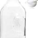 The Dairy Shoppe Heavy Glass Milk Bottle - Jug with Lid and Silicone Pour Spout - Clear Milk Container for Fridge - Reusable Glass Milk Jug Dispenser - Made in USA (64 oz, 1 Pack)