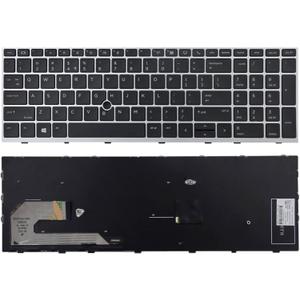 Replacement Keyboard Compatible with HP EliteBook 755 G5 850 G5 855 G5 750 G6 850 G6.Zbook 15u G5 Zbook 15u G6 (Not for Zbook 15 G5) with Pointer Silver Frame (No Backlight)