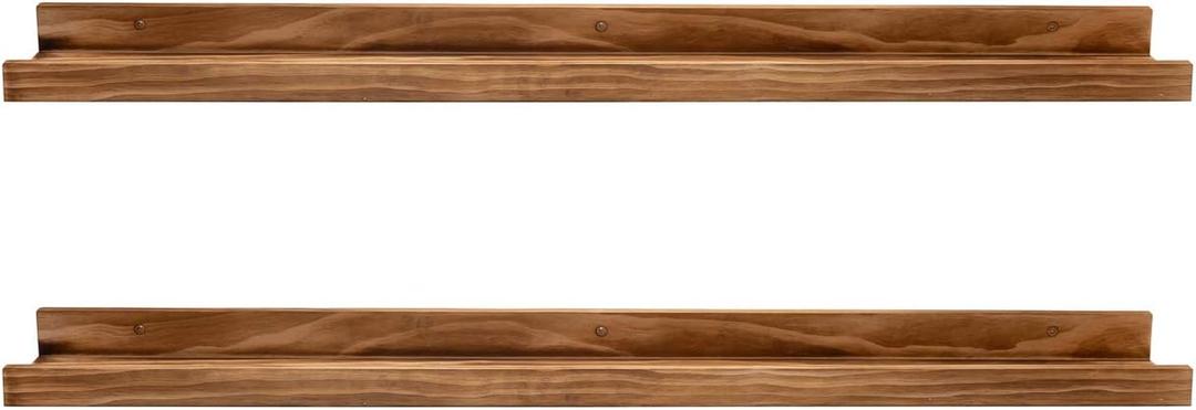 AZSKY Rustic Wood Floating Shelves for Nursery Books Long Wall Bookshelf Photo Picture Ledge Shelf with Lip Wall Shelf for Kids Bedroom Bathroom Living Room Office Frames 36 Inches Set of 2
