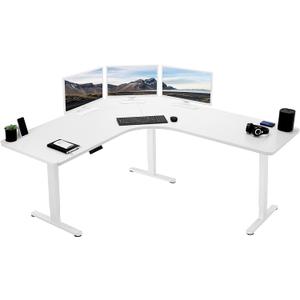 Agilestic L Shaped Standing Desk Adjustable Height, Electric Corner Standing Desk, 63 x 55 inch Sit Stand Computer Table with Splice Board, White 