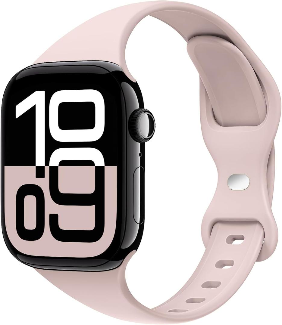 9 x STG Sport Slim Thin Narrow Silicone Bands Compatible with Apple Watch Band Ultra 3/2/1 49mm, Series 11/10 46/42mm, 9/8/7 45/41mm, SE 6/5/4 44/40mm, 3/2/1 42/38mm for Women Men