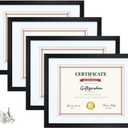 Giftgarden Black 8.5 x 11 Picture Frame with Mat, 10x12 Frame Matted to 8.5x11 Award Certificate Document Photo, Wall or Tabletop Display, Set of 4
