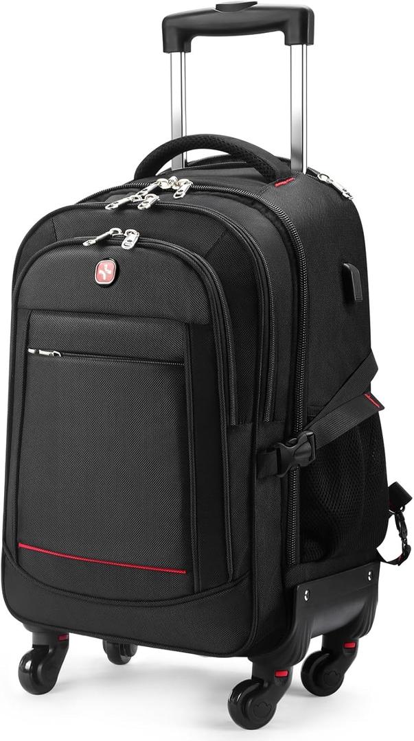 star cloud 4-Wheel Rolling Backpack 45L (22x14x9 in): 17.3-Inch Roller Travel Laptop Backpack for Business, Water-Resistant Carry-On Luggage, Airline Approved Suitcase for Travel and Commuting