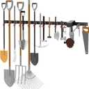 WALMANN All Metal 64 Inch Wall Mount Garden Tool Organizer for Garage, Mop and Broom Holder, Yard Tool Storage Rack for Rake, Shovel, Spade, Mop, Broom(4 Rails, 16 Hooks)