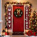 3 x Christmas Decorations Outdoor Yard Front Porch Sign Set Christmas Door Banner Red Black Door Decoration Hanging Merry Christmas Decorations for Home, Wall, Front Door, Yard