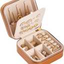DOXINGKAI Travel Jewelry Box, PU Leather Small Jewelry Organizer for Women Girls, Portable Mini Travel Case Display Storage Holder Boxes for Stud Earrings, Rings, Necklaces (Brown)