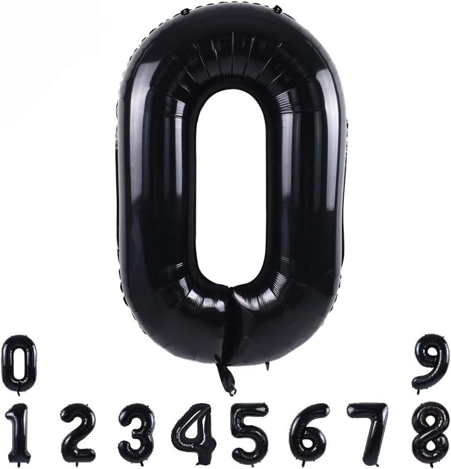 TONIFUL 40 Inch Black Large Numbers Balloons 0-9,Number 0 Digital 0 Helium Balloons,Foil Mylar Big Number Balloons for Birthday Party supplies Decorations