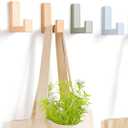 6 Pack Cute Kids Coat Wall Hooks Wooden Adhesive Decorative Colorful Wall Mounted Hangers Backpack Hooks for Hanging Keys Towel Clothes Bathroom Organization(Bohemian Color)