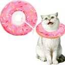 Cat Cone Collar Soft, Comfortable Cat Donut Collar After Surgery, Adjustable Elizabethan Recovery Collars & Cones to Stop Licking, Lightweight Neck Collar Soft Cone for Cats Kitten (Pink, Medium)