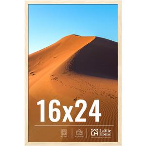 LaVie Home 16x24 Picture Frame for Wall Display, 16x24 Oak Picture Frame with HD Plexiglas, 16 x 24 Poster Frame 1 Pack, Display Frame for Vertical or Horizontal, Classic Collection