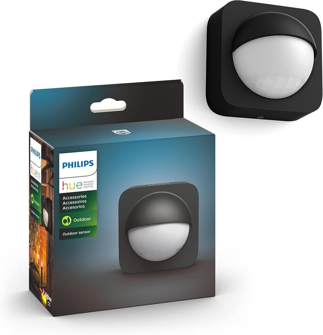 Philips Hue Outdoor Motion Sensor, 1 Pack, Automatic Dusk to Dawn, Sensor Turns Lights On When Motion is Detected, Requires Bridge, Works with Alexa, Google Assistant, and Apple HomeKit, Weatherproof