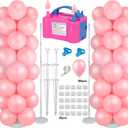 Gifts2U Balloon Column Stand and Balloon Pump, Electric Balloon Pump with 2 Sets 7Ft Ajustable Balloon Column Kits and 100 Pcs Balloons for Graduation Birthday Party Home Decoration (100-110V 600W)