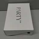 PARTY Women's Open Toe Ankle Strap Low Block Chunky Heels Sandals, White, Size 5.5