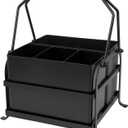 Silverware Caddy Utensil Organizer With Handle, Outdoor Picnic and Camping Utensil Holder, Flatware Holder for Party Gatherings, Metal - Black