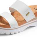 Ustogi Women's Higher Platform Sandals Arch Support Beach Slides for Woman Orthotic Summer Causal Cork Footbed Slip on Cushion Cute 2 Strap Flatform, 7.5