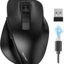 TECKNET Wireless Mouse, Bluetooth Mouse (BT5.0/3.0 & 2.4G) Rechargeable 4800 DPI Silent Mice, Computer Mice with USB A Receiver,Ergonomic Grips Optical Cordless Mice for Laptop/Mac/PC, 'Black'