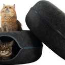 CATTASAURUS Peekaboo Cat Cave for Multiple & Large Cats Up to 30-45 Lbs, Scratch Detachable & Washable Tunnel Bed, Comfy Donut Cat Cave (Dark Gray + Dark Gray, Large)