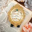 Liliaafar Vintage Ring Holder Oval Light Gold Ring Display Stand Frame Earring Display Tray Anniversary Engagement Baroque Wedding Jewelry Organizer Photograph Prop for Women Christmas Gift